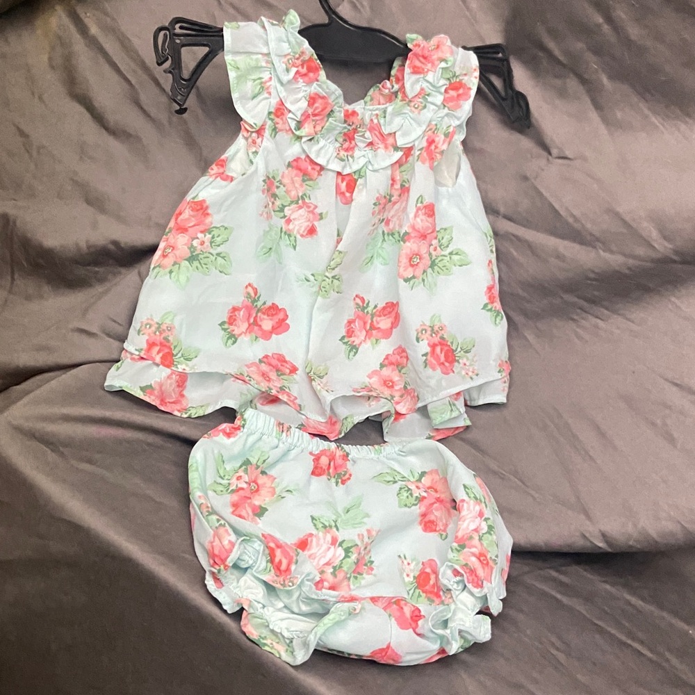 Floral Baby Dress and Bloomers Set